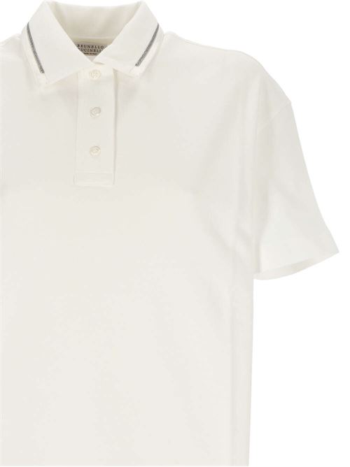 White cotton/silk piqué polo BRUNELLO CUCINELLI | M0T63EM415C7220